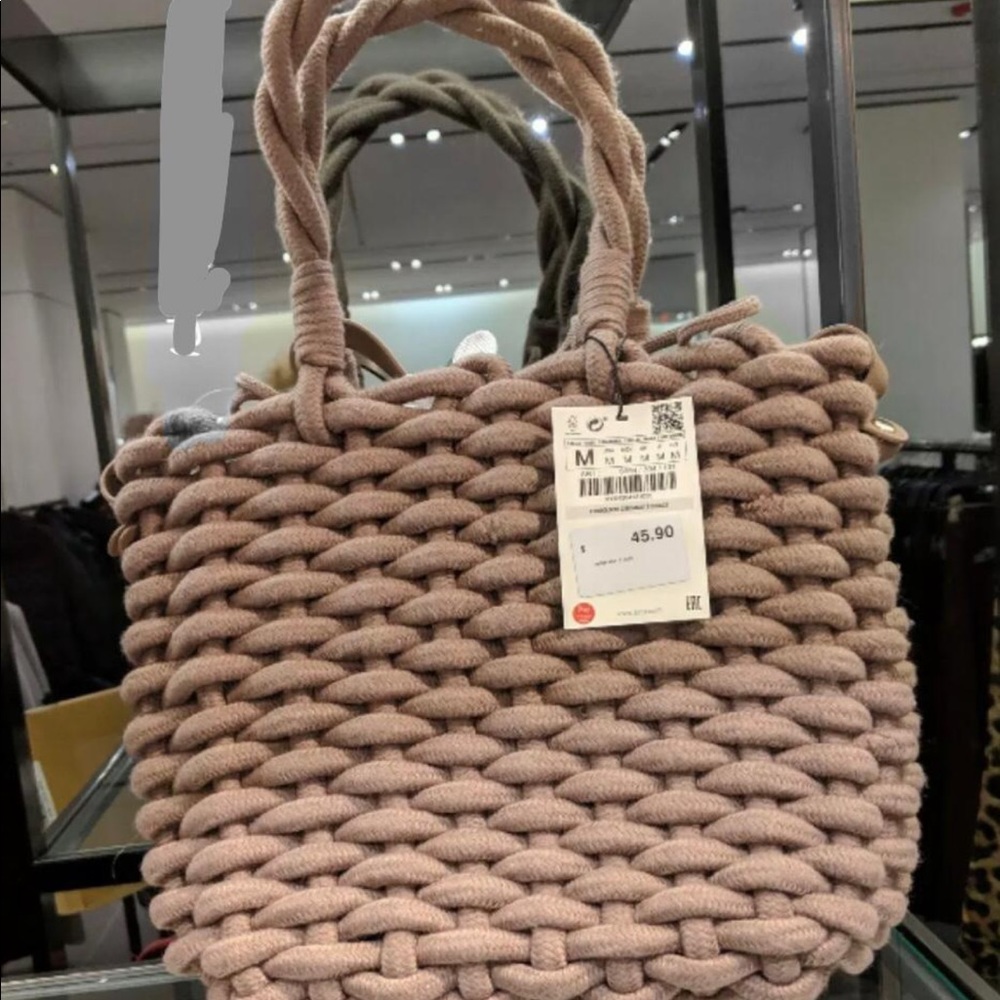 ZARA Woven Braided Rope Shopper Bag
